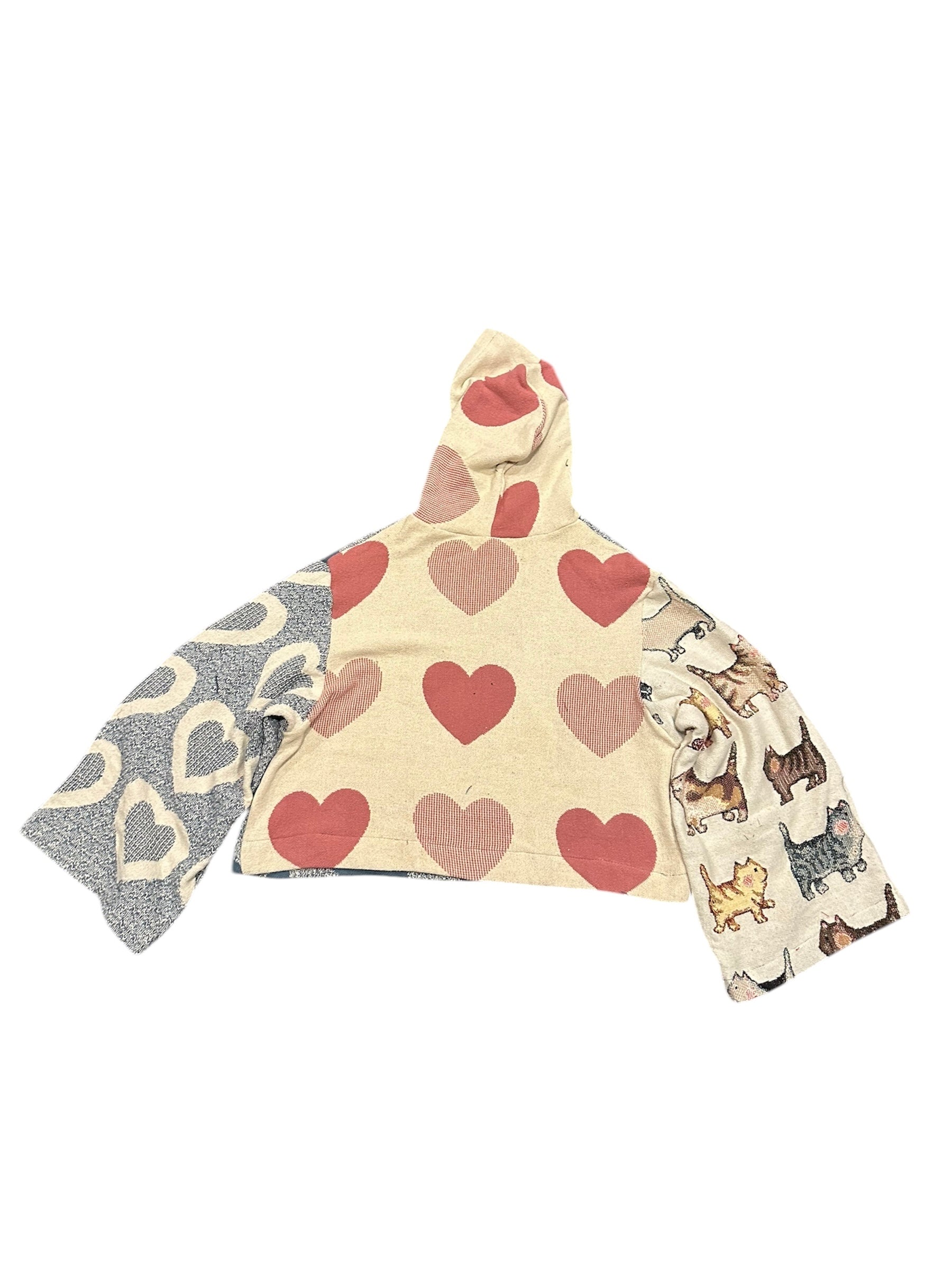 Size L 1/1 hearts tapestry hoodie