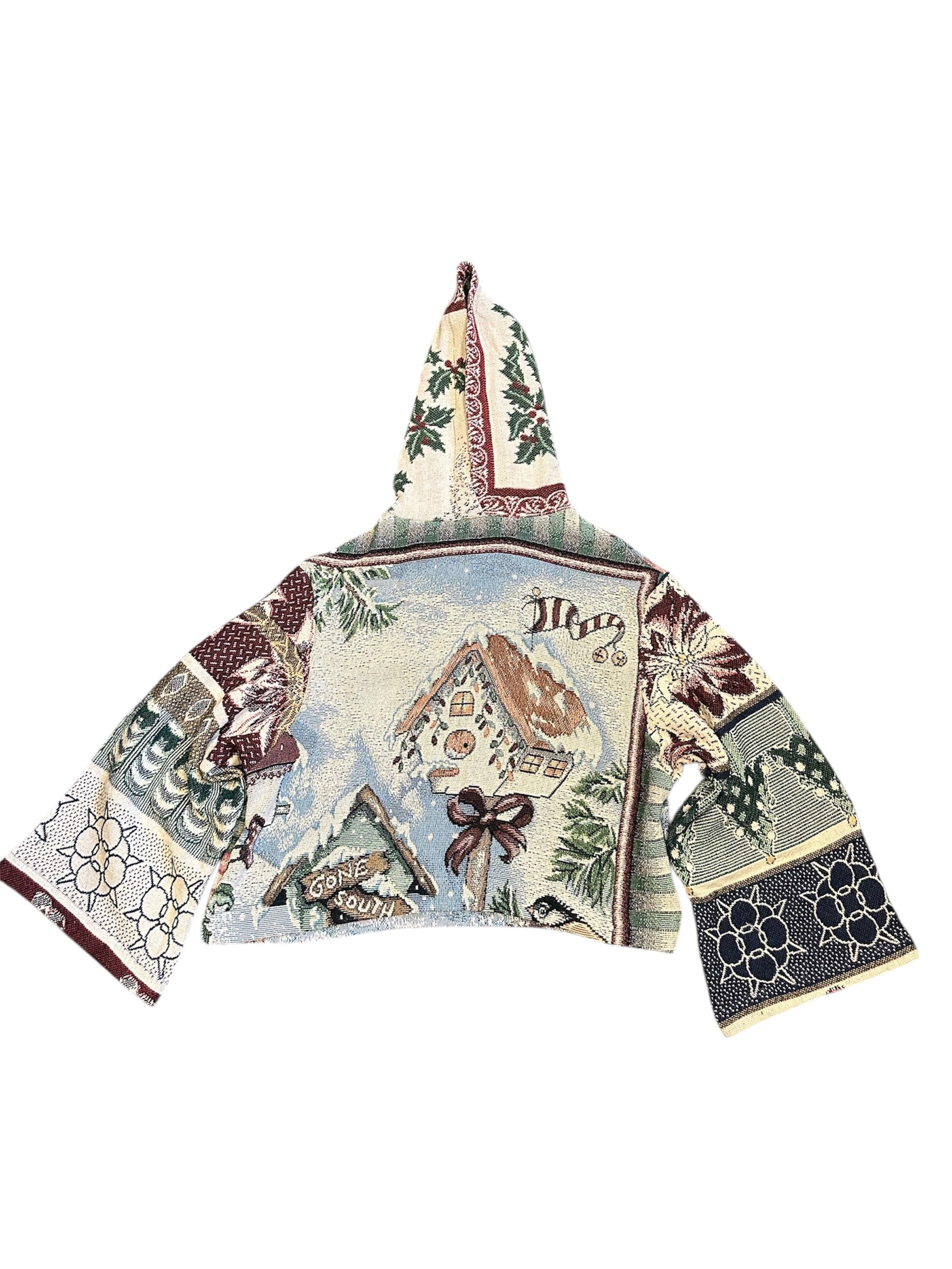 Size L 1/1 holiday bird house tapestry hoodie