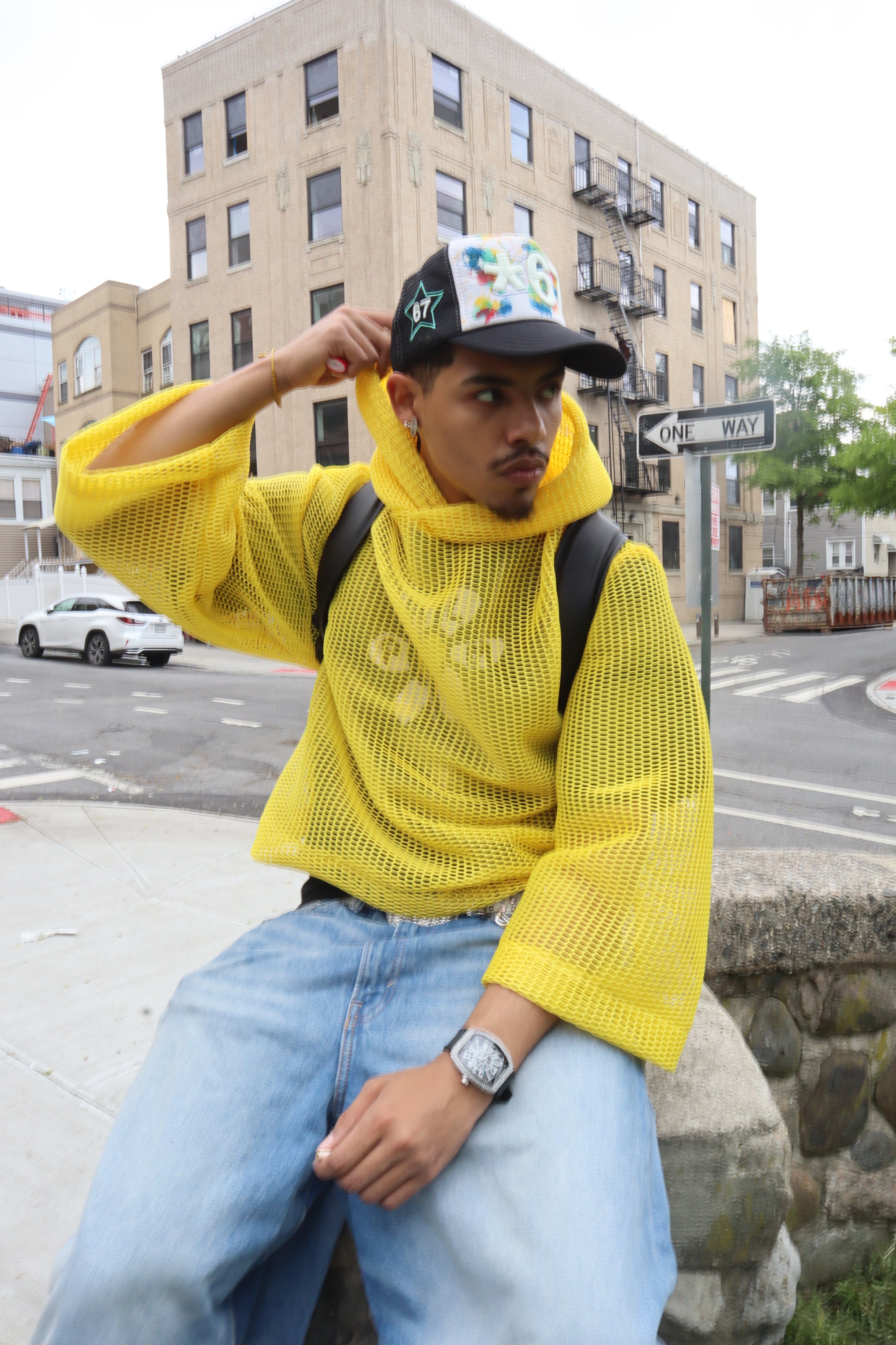 0602 rubber duck mesh hoodie