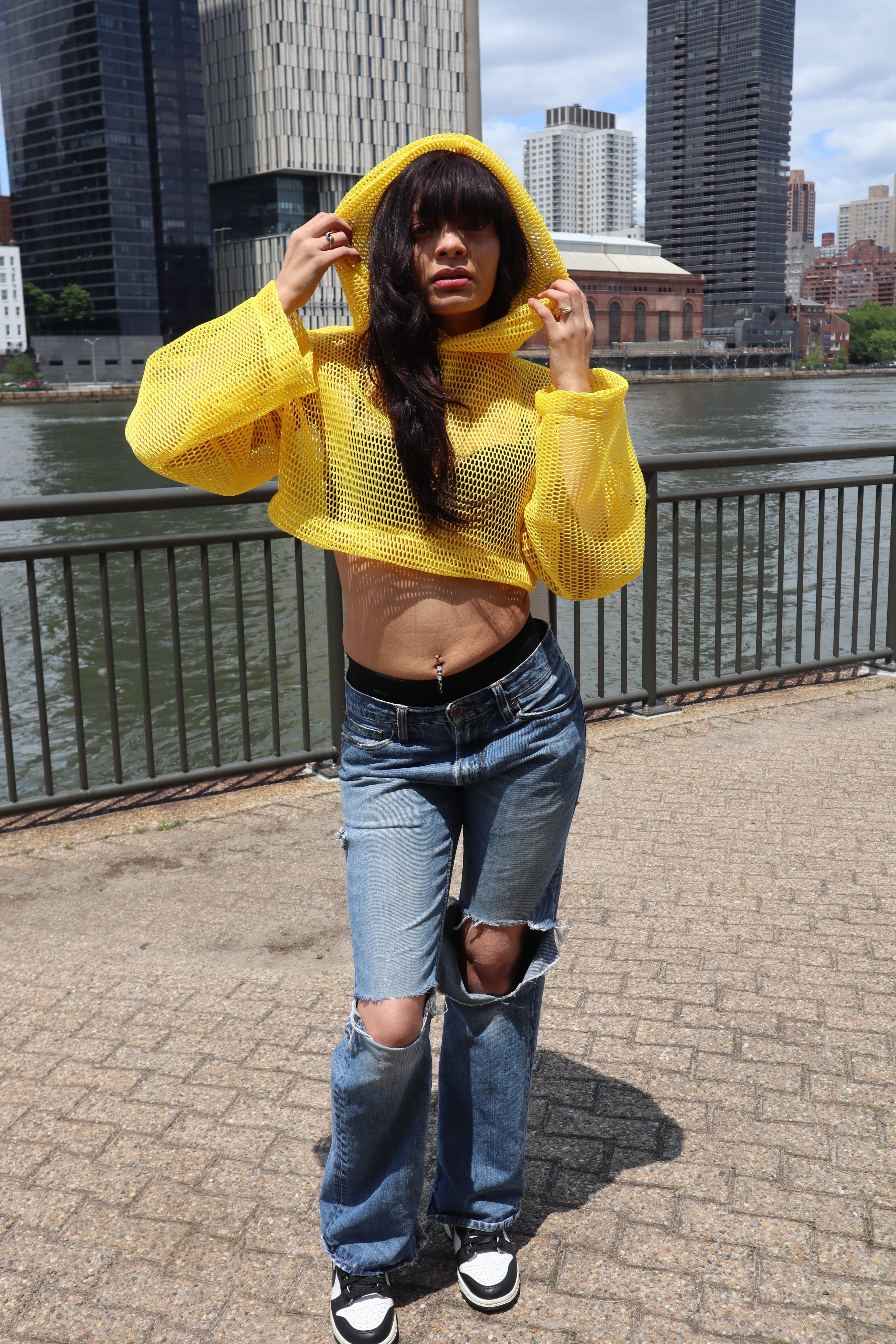 0602 ice cream cropped mesh hoodie