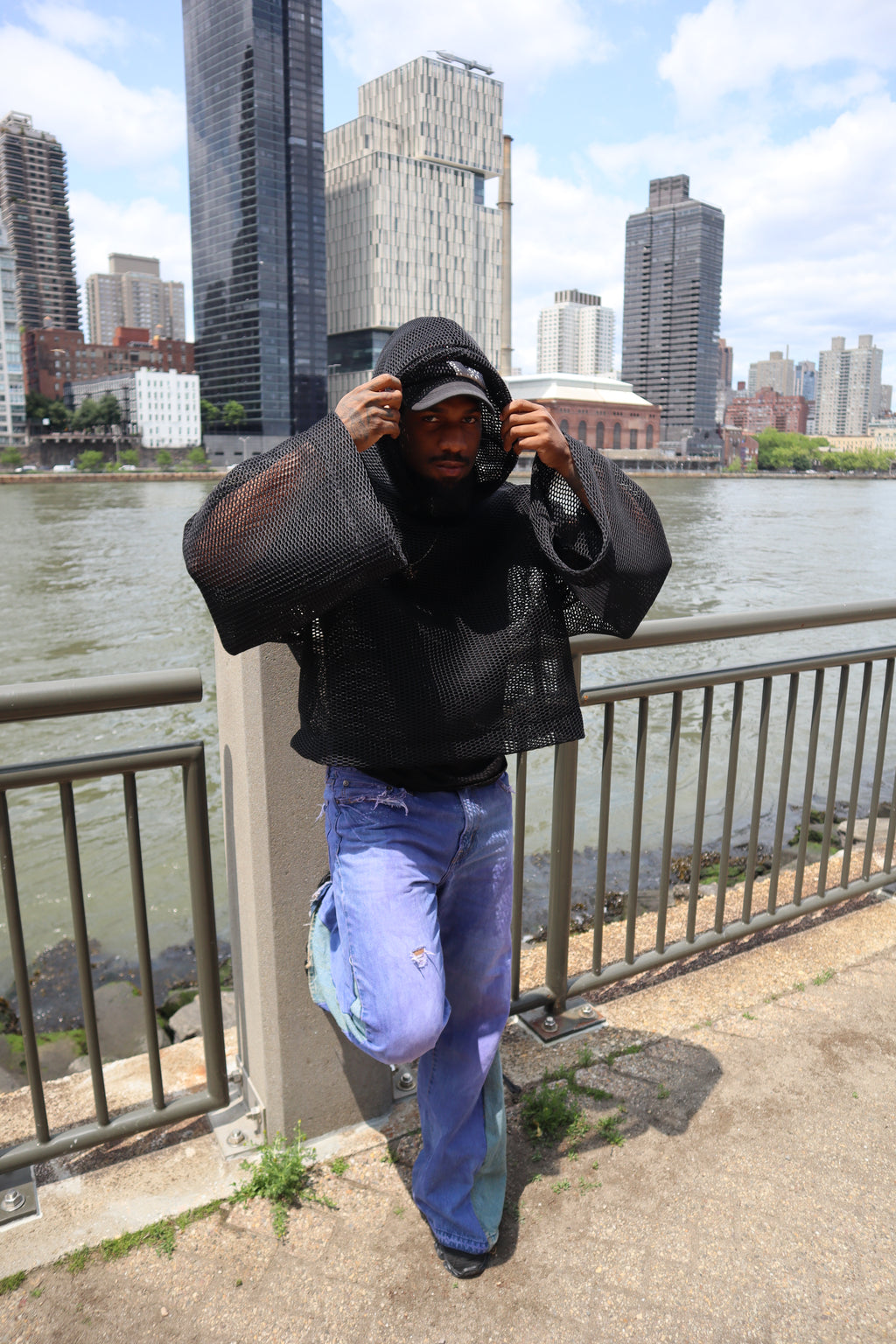 0602 charcoal mesh hoodie