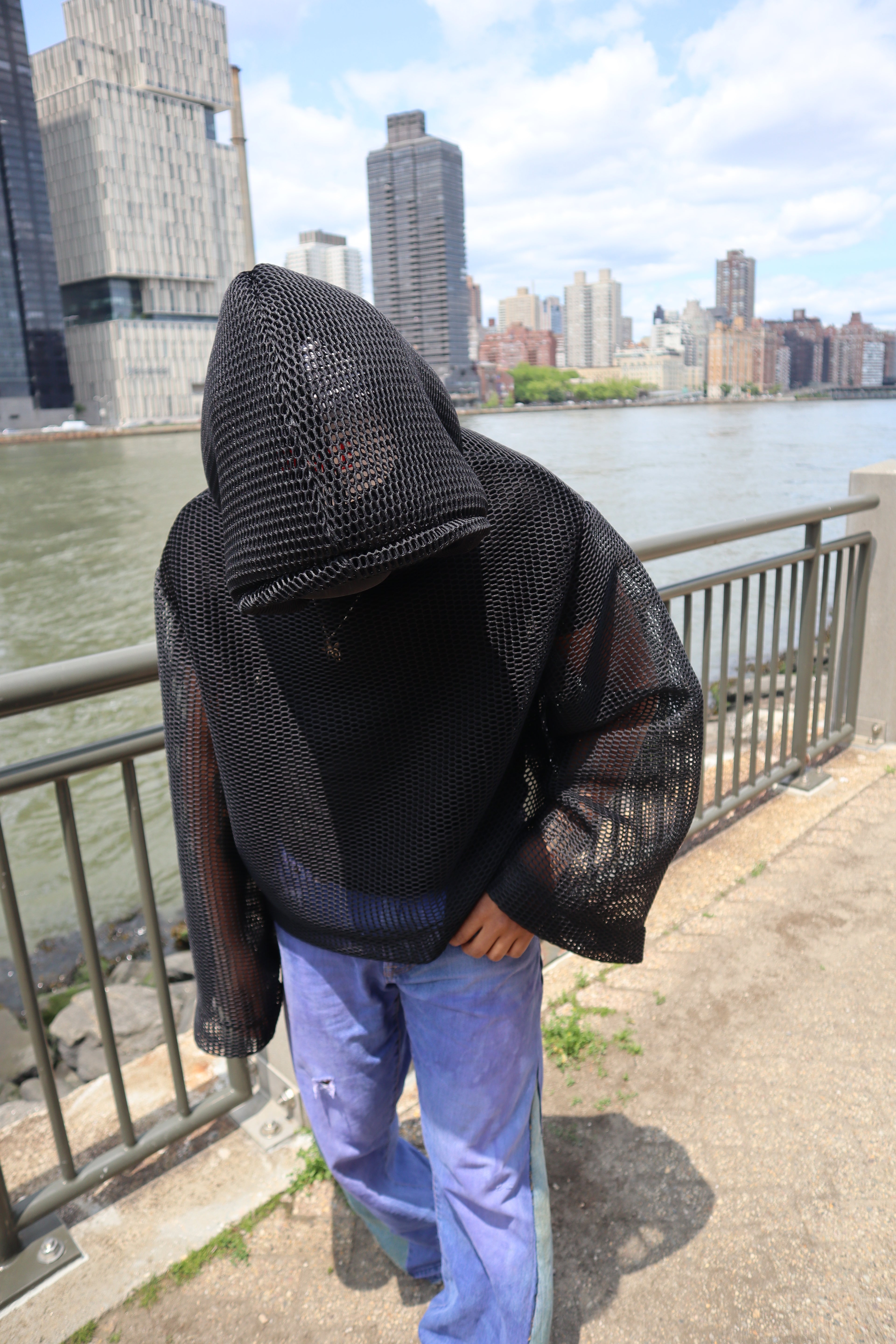 0602 charcoal mesh hoodie