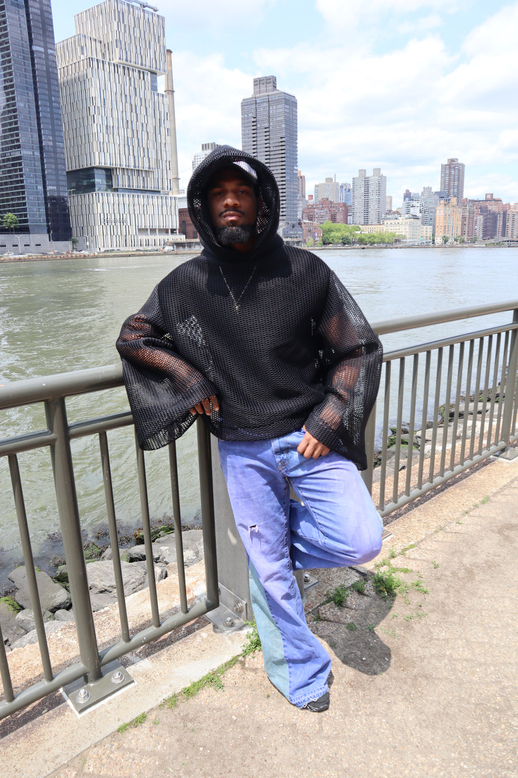 0602 charcoal mesh hoodie