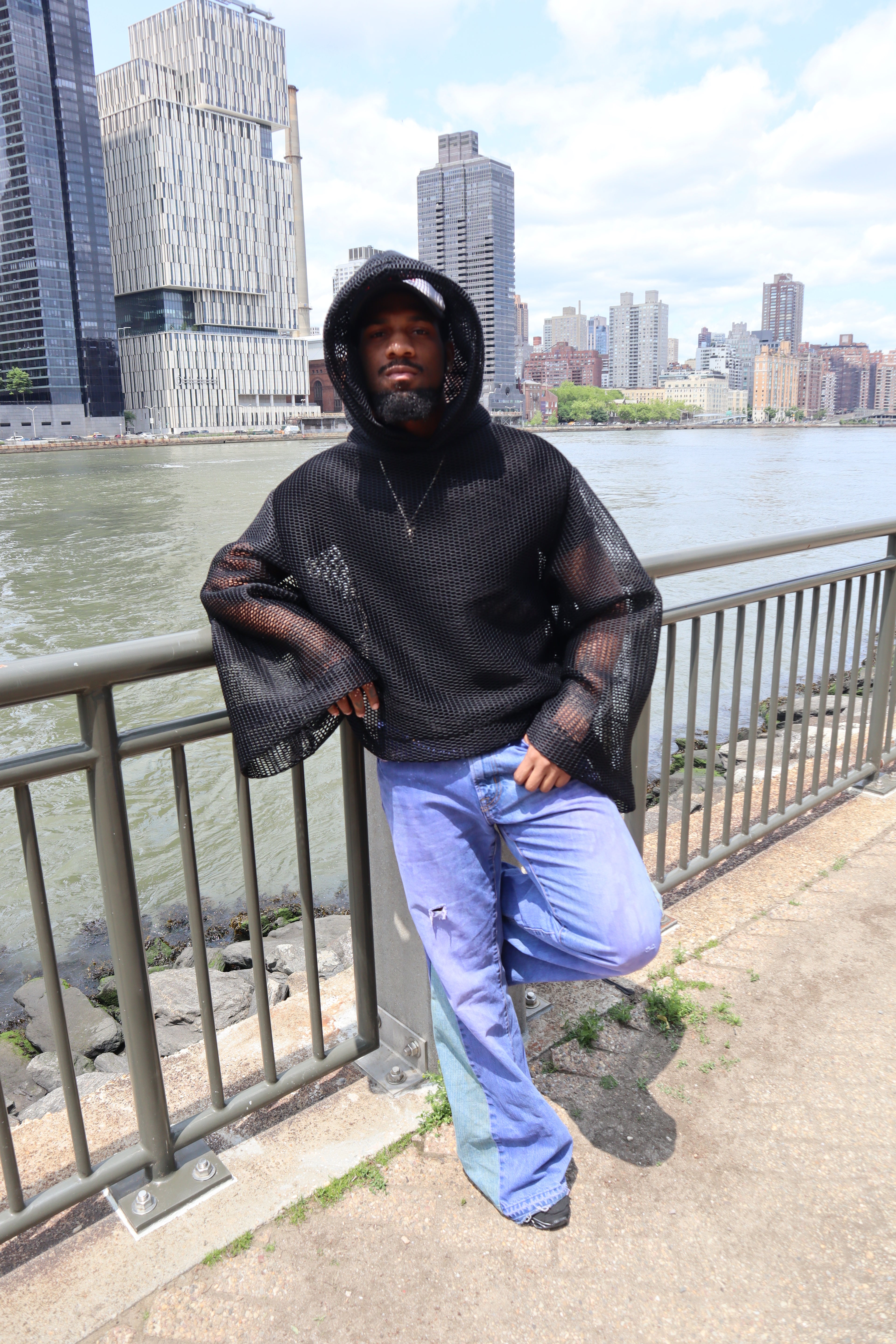 0602 charcoal mesh hoodie