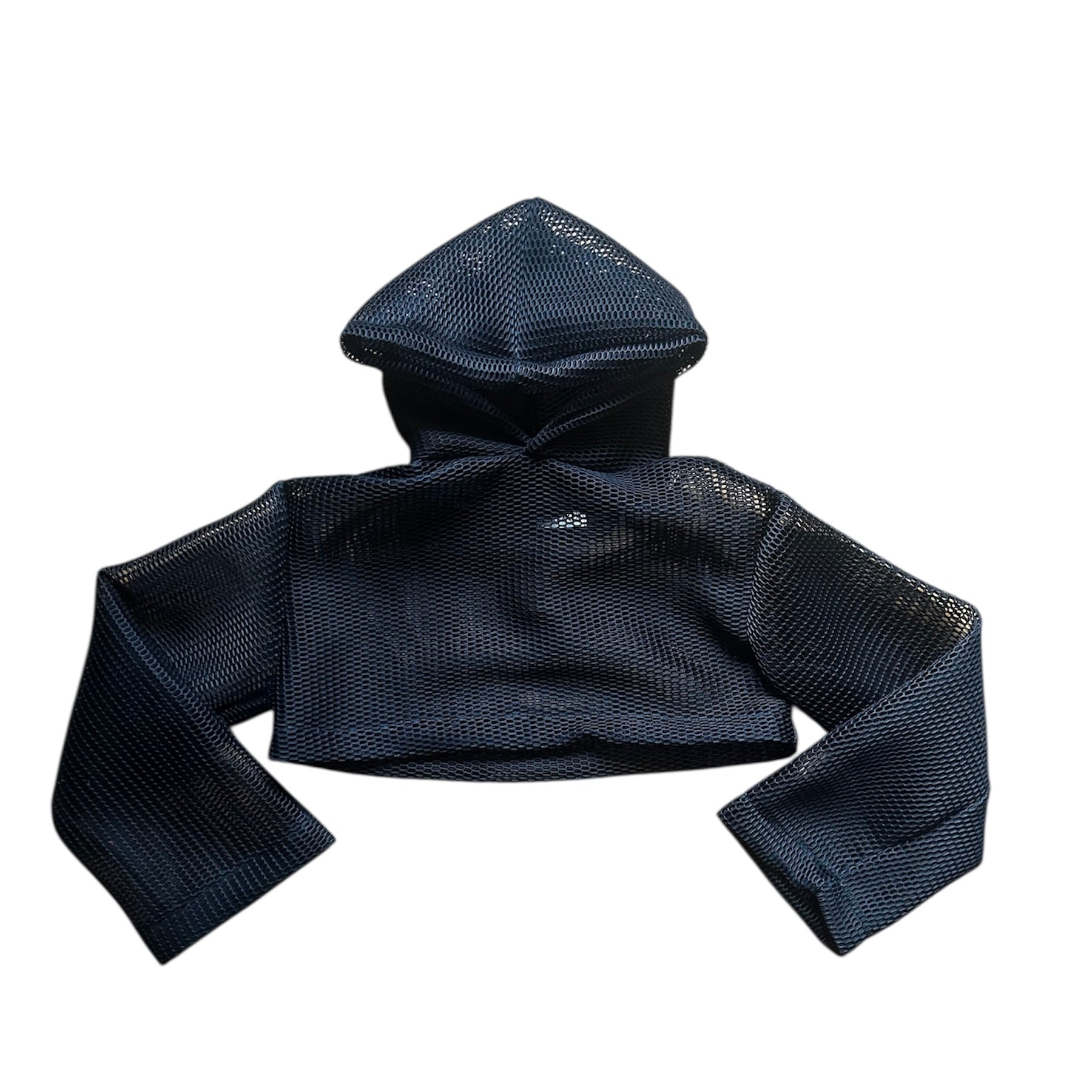 0602 charcoal cropped mesh hoodie